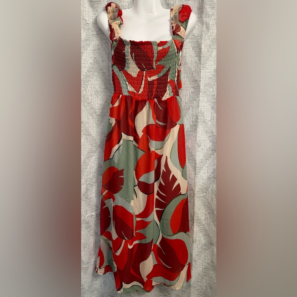 Collective Concepts Red and Green Maxi Dress